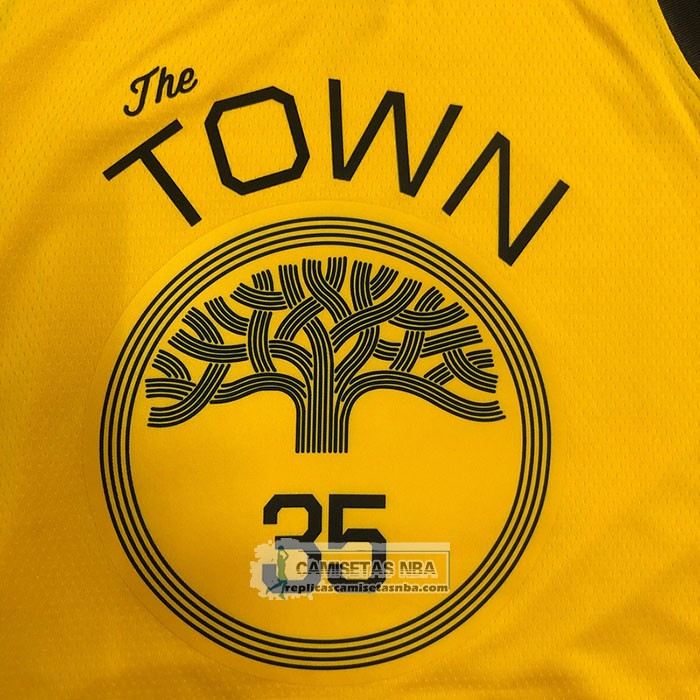 Camiseta Golden State Warriors Kevin Durant NO 35 Earned Amarillo